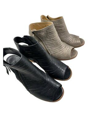 Paul Green Cayanne Peep Toe Leather Boots Sandal Lot Of 2 Black Size 6 Cream